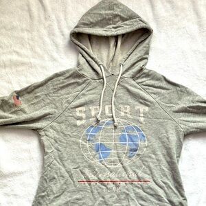 Grey Short Hoodie Flags and Sports Graphic NEVER WORN Size US Small